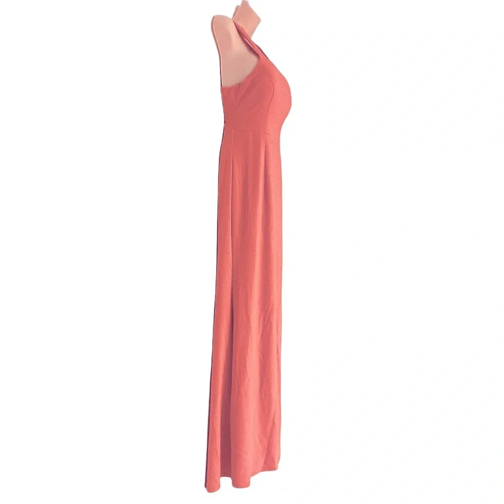 BARIANO Jersey Knit Coral Pink Maxi Office Brunch Cruise Desk Dinner Party Dress - Picture 6 of 13